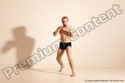 Underwear Martial art Man White Moving poses Slim Short Blond Dynamic poses Academic